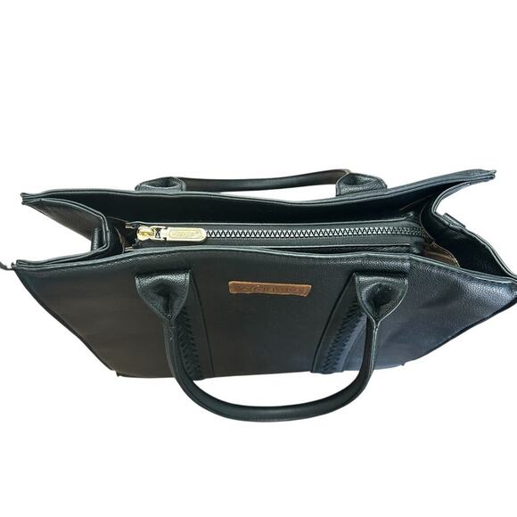 Wrangler Whipstitch Tote Bag Large Black Vegan Leather Sholder Bag or Crossbody - Picture 6 of 11